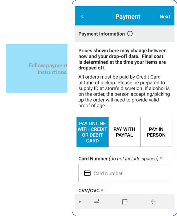 Grocery App Process checkout