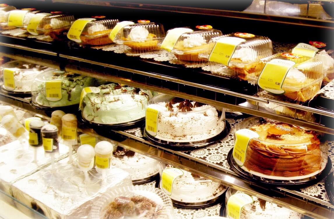 A photo of packaged cakes.