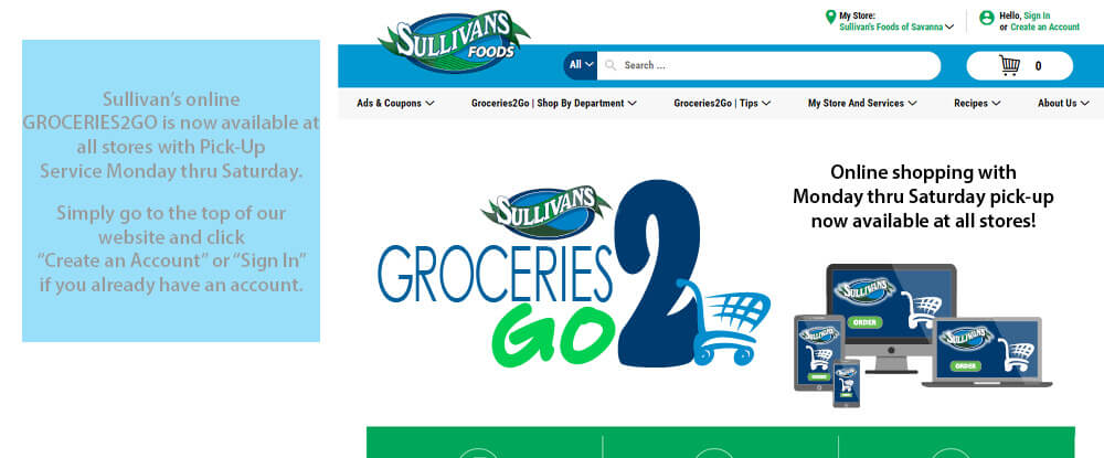 Sullivan's Foods Online Shopping Available Monday thru Saturday