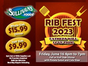 Sullivan's Foods 2023 Ribfest Jun 16 4pm-7pm
