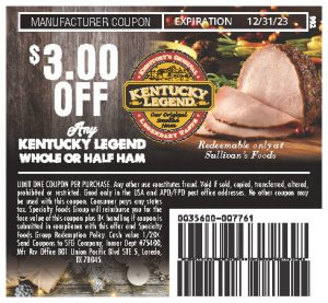 Kentucky Legend Ham 3 dollars off-Sullivans