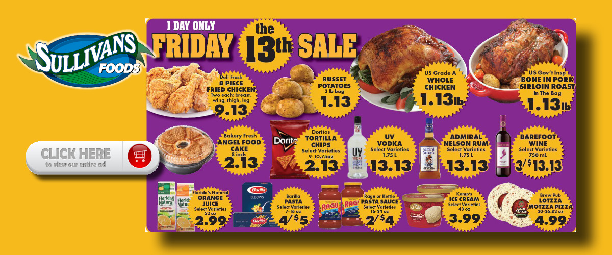 Sullivans Foods 1 Day Sale 3/13/26