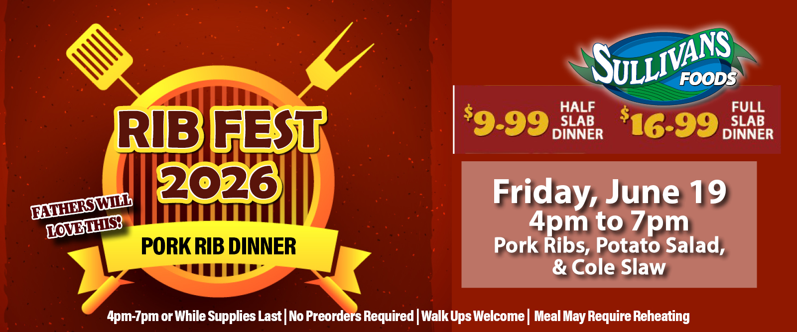 Sullivans Foods Ribfest 6/19/26