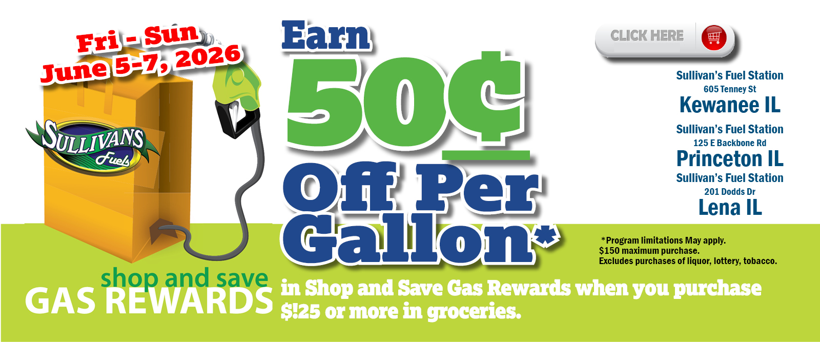 Sullivans Foods Fuel Weekend 6/5/26 thru 6/7/26